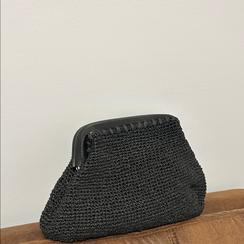 Elegant Black Hand-Woven Clutch